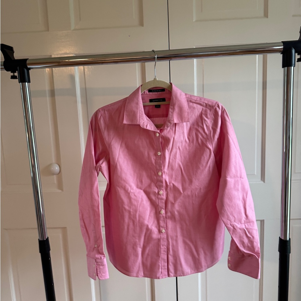 Lands' End Pink Button Down Shirt Classic Cotton